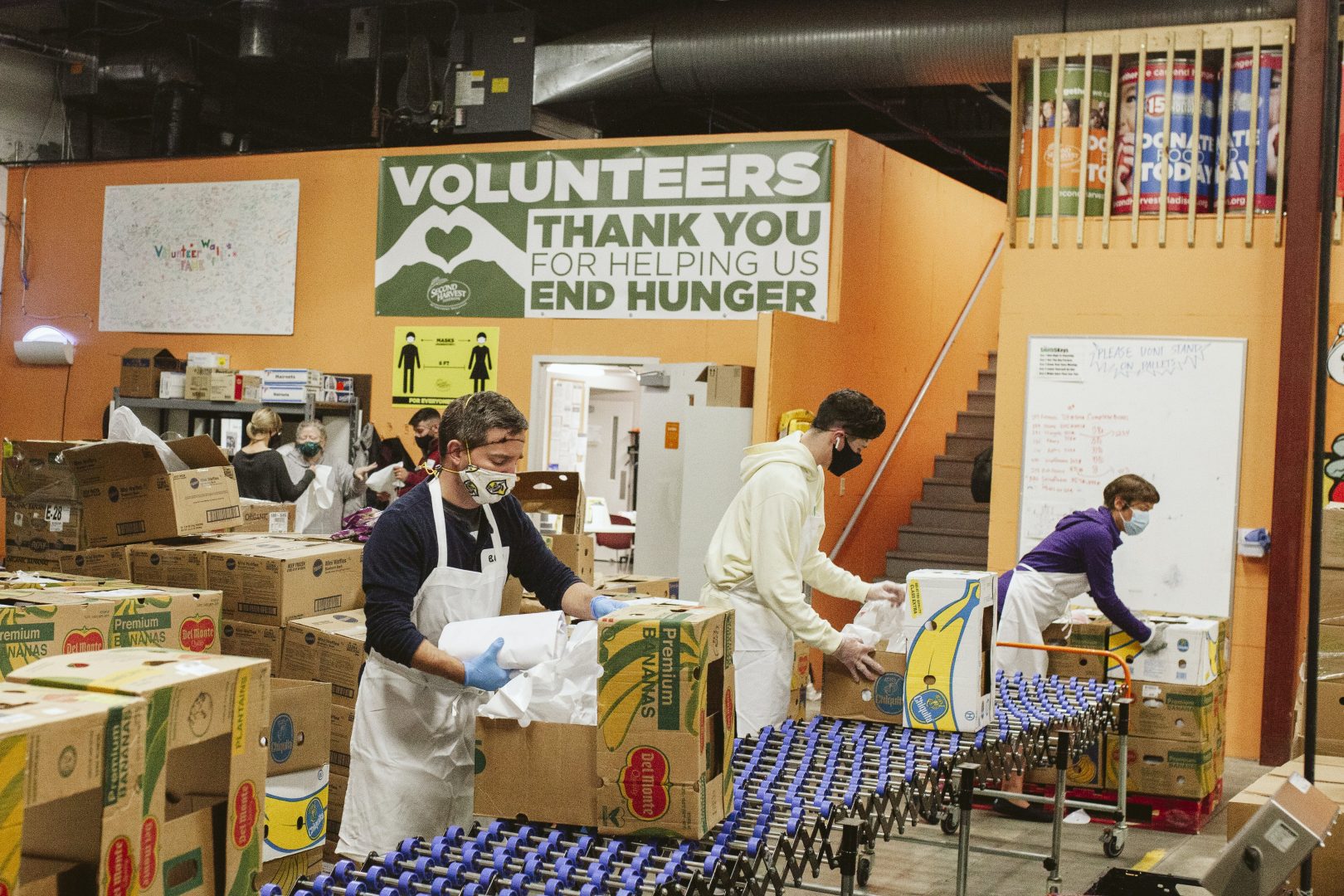 volunteers working at a foodbank