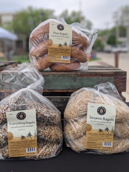 Sesame, Everything, and Plain Bagels. Locally made and prebagged.
