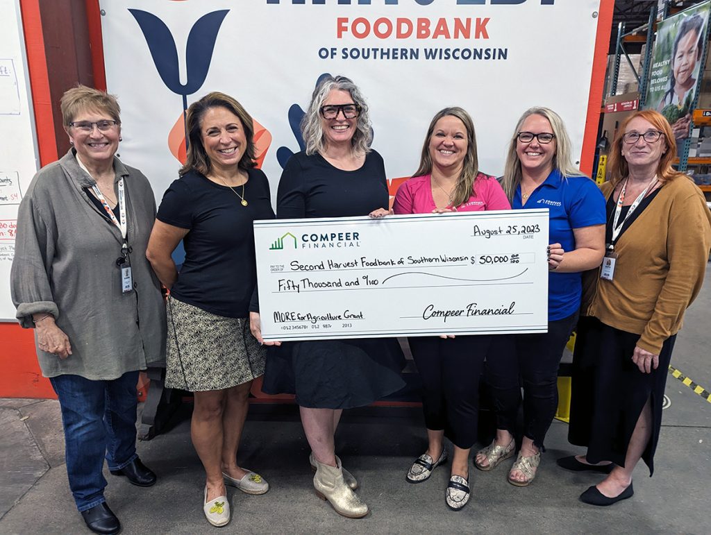 $50,000 check presentation with Compeer Financial and Second Harvest Foodbank of Southern Wisconsin.