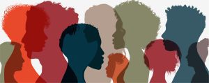 Silhouettes of people of all colors
